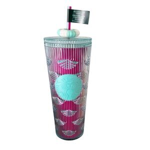 NWT Starbucks Summer 2025 Mermaid Cold Cup with Straw Topper Pink and Blue
